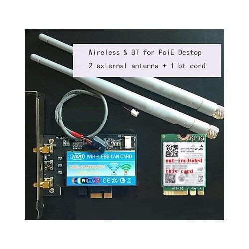 M.2(NGFF) Wireless Bluetooth to PCI-e pcie pci express Adapter antenna for Desktop intel 7260ngw 7265 8260 8265