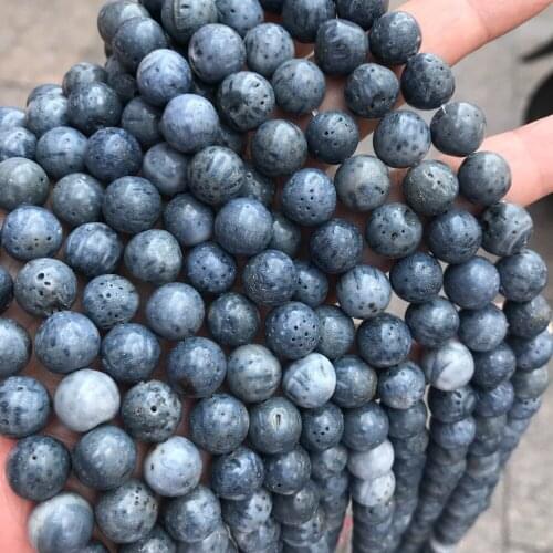 Natural Blue Coral Beads 4/6/8/10/12mm Round Loose Coral Stone Beads For Jewelry Making Strand 15'' Fit Bracelet Necklace DIY