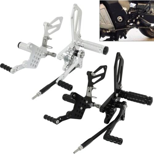 Black Adjustable Rearset Footrests Foot Rest Pegs Pedals For SUZUKI SV1000 SV1000S SV 1000 S 1000S 2003 2004 2005 2006 2007