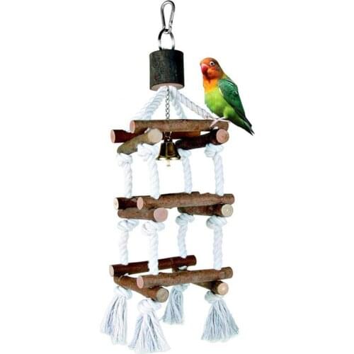 Wood Hanging Swing Log Rope Tower Parrot Bird Parakeet Climb Toy Pet Cage Decor Bird accessories jaulas para pájaros