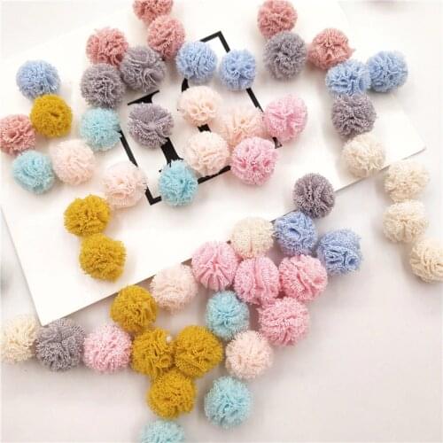 50pcs/lot Mix color DIY Mesh ball for Children Headwear Hair clip Accessories and Garment Accessories