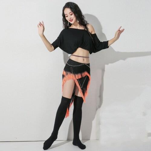 Women Belly Dance Costumes Club Stage Modal Top Half sleeve Tassel Skirt Festival Rave tabla Cabaret Costume 2 piece