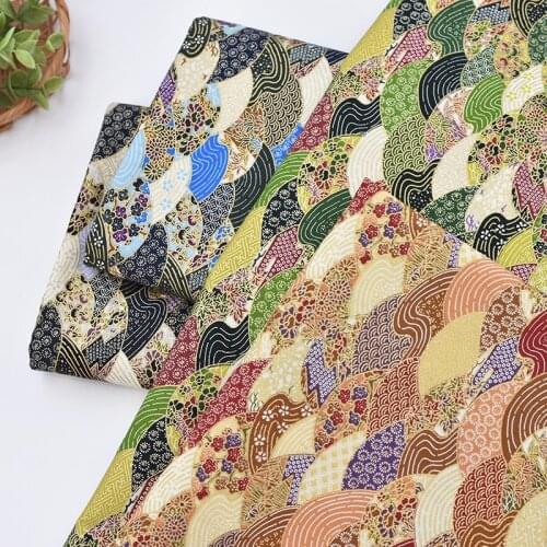Cotton fabric Wave Retro Japanese Wind Handmade Diy Fabric Cotton Printed Kimono Fabric