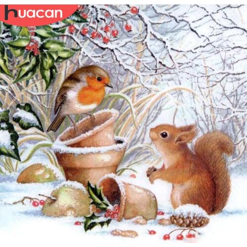 HUACAN 5D Diamond Painting Squirrel Animal Diamond Embroidery Cross Stitch Bird New Arrival Mosaic Home Decor