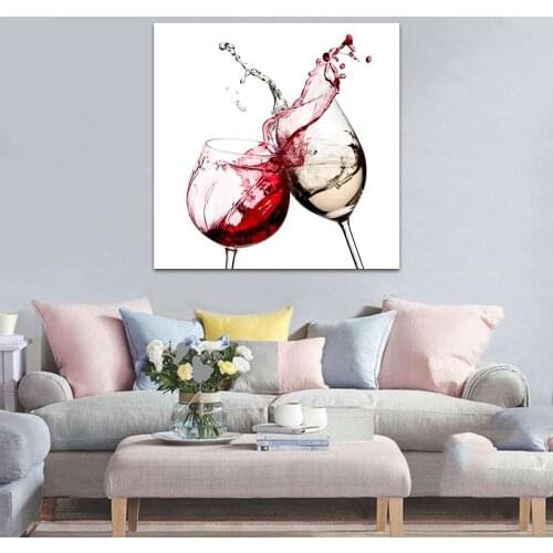 Red White Wine Glasses Canvas Painting Posters Prints Nordic Kitchen Wall Art Pictures For Aesthetic Living Room Home Decor