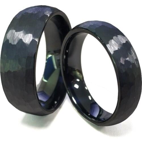 8MM 6MM Black Tungsten Carbide Ring Women Women Wedding Engagement Band Hammer Dome Finished USA Size 6 to 12.5