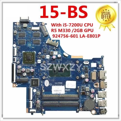 For HP 15-BS Laptop Motherboard 924756-001 924756-501 924756-601 LA-E801P With i5-7200U CPU DDR4 MB 100% Tested Fast Ship