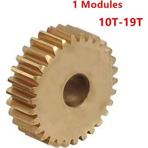 Copper Gear 1 Modules 10T-19T Tooth Right Teeth Precision Model Motor Gear Small Modulus