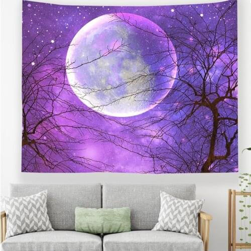 Tapestry Wall Hanging 3D Retro Blue Sea Moon Tapestries Summer Night Sky Blanket For Dorm Door Bedroom Living Room Window Decor