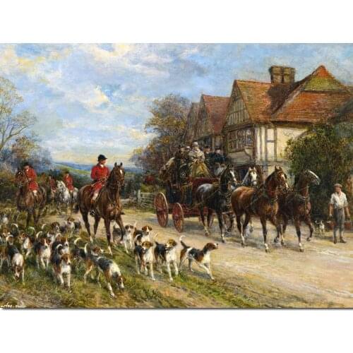 Wall Decor Horse Riding Paintings Heywood Hardy Fox Hunting Impressionist Landscape Art Hand Painted Oil Canvas Animal Artwork