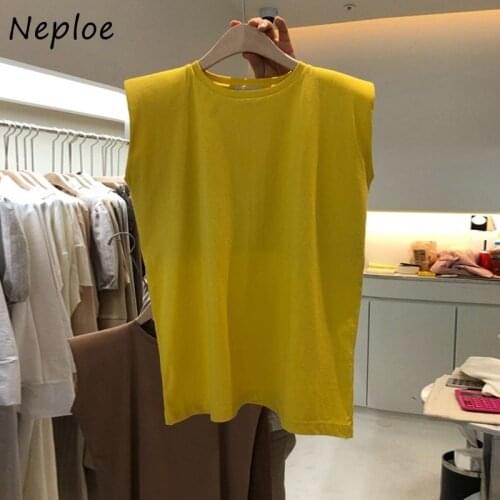 Neploe Korean Style Sleeveless T Shirt Women Solid Color O-Neck Basic Tshirts Female Casual Fashion Summer Tops 2021 New 1E650