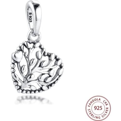 Flourishing Hearts Dangle Charms 925 Sterling Silver Love Pendant Beads Fits Original Bracelet Women DIY Jewelry Making Berloque