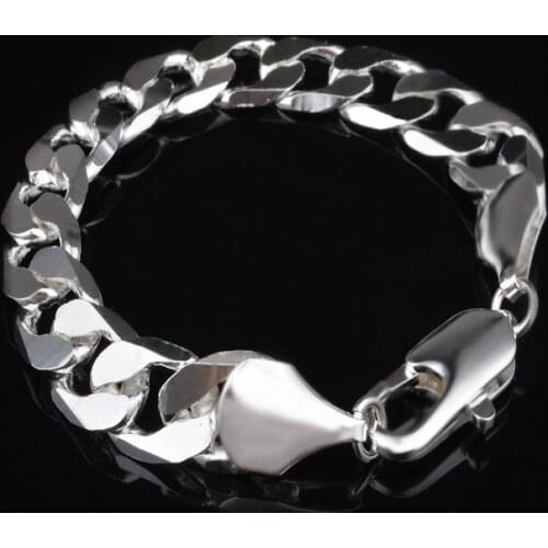 Punk Classic Link Chain Bracelet Bangle For Man Width 12 mm Gold color Cuff Jewelry Gift Dropshipping