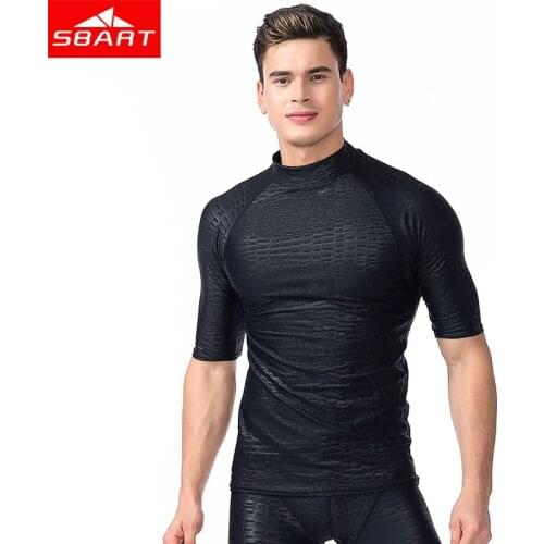 SBART Long Sleeve Rash Guard Men Swimwear Shirts Sun Protective Lycra Surf Wetsuit Tops Snorkel Swimming Windsurfing Rashguard L
