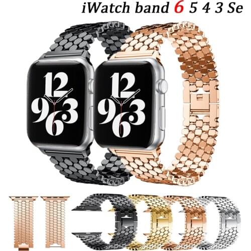 Strap for Apple Watch band 44mm 40mm iwatch 38mm 42m stainless steel watchband Belt Metal correas apple watch series 6 5 4 3 Se