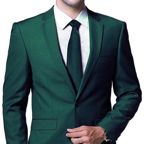 Dark Green Evening Party Men Suits for Wedding Prom Wear Two Piece Jacket Pants Trim Fit Custom Made Wedding Groom Tuxedos