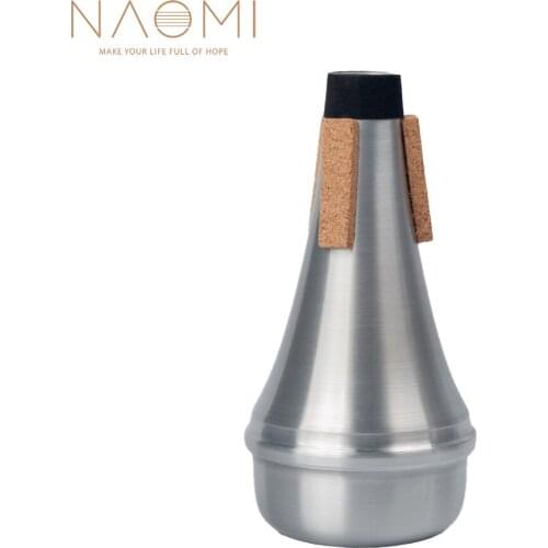 NAOMI Trumpet Mute Aluminum Trumpet Mute Straight Practice Silver Color For Trumpet Woodwind Instrument Accessories