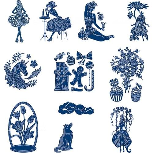 Girls Tulip Unicorns Metal Cutting Dies For Scrapbooking Craft Die Cut Embossing Stencil Photo Card Album Card Making Decoration