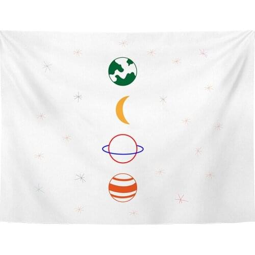 Cartoon Universal White Tapestry Baby Kids Room Wall Decor Colorful Abstract Drawing Hand Painting Wall Tapestry 100% Polyester