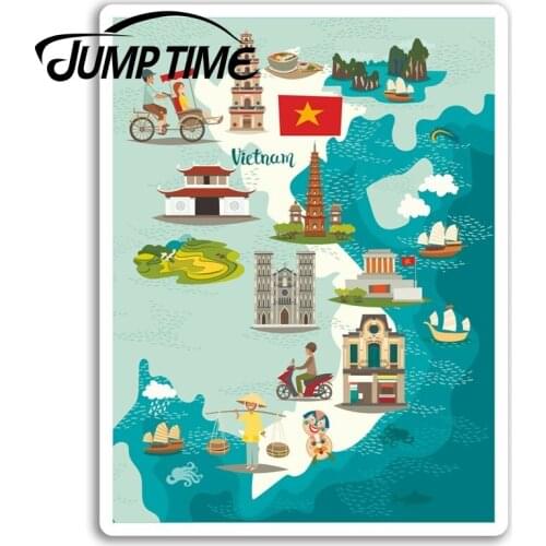 Jump Time for Vietnam Map Vinyl Stickers Asia Travel Sticker Laptop Luggage Decal Rear Windshield Waterproof Car Accessories