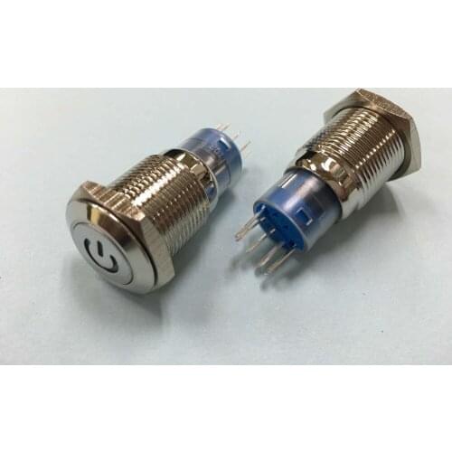 Whole 20 pcs a lot Mounting hole size 16MM Stainless Steel Metal Push Button Switch Self-locking ON/OFF with LED Power LOGO