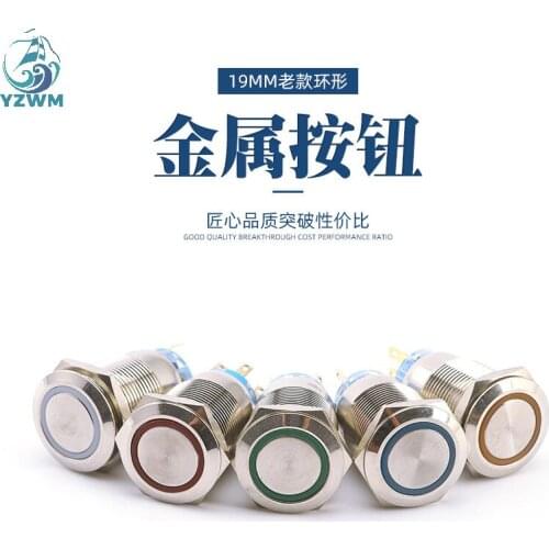 YZWM 19mm Metal Button Ring Angel Eye Reset Self-locking Car Refitting Instrument Control LED with Light Waterproof
