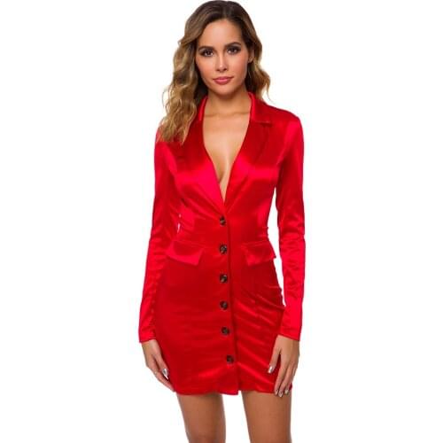 2019 Women Vestidos Suits Dresses Long Sleeves Dresses Women Vestido Button Party Dress Hot Autumn Winter Suit Sexy Dress