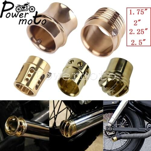 1.75"/2"/ 2.25"/2.5" Old Shool Brass Drilled Exhaust Tip Muffler Pipe End Cap Plug for Harley Honda Yamaha Suzuki Chopper Custom