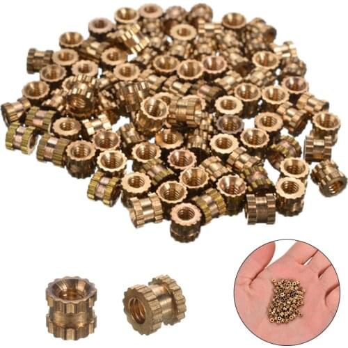100pcs M2*3mm Brass Knurled Thread Insert Nuts Mayitr Cylinder Threaded Inserts Round Insert Embedded Nuts