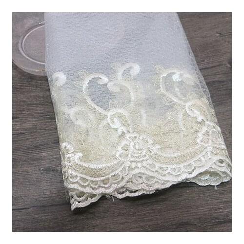 2 yard 24cm wide flower gold embroidered mesh lace trim hand DIY lace accessories