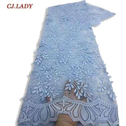 2021 Lace Fabrics Quality Latest Nigerian French African Lace Fabric Tissue Net Lace with Sequins Stones For Wedding Dress A04