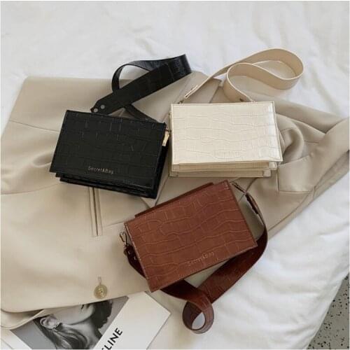 2021New Fashion Trend Women Bag PU Single Shoulder Bag Pure Color Inclined Shoulder Bag Large Capacity Square Package
