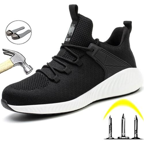 2021 Safety Shoes Men Women Steel Toe Boots Indestructible Work Shoes Light Breathable Work Sneakers Men Protective Shoes Boots