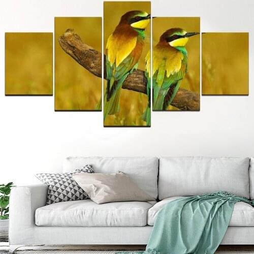 5 Pieces Wall Art Canvas Painting Animal Poster Yellow Bird Modern Home For Living Room Framework Pictures Decoration
