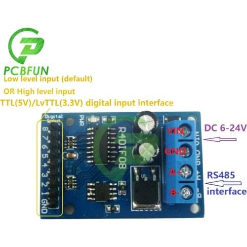 8CH Digital Switch RS485 Acquisition Board Digital Input Modbus RTU Switch Module TTL LvTTL CMOS IO for PLC Expand Relay Module