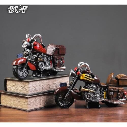 BUF Retro Resin Motorcycle Statue Home Decor Crafts Ornaments Desktop Decorative Sculpture Figurines Decoration Accessories