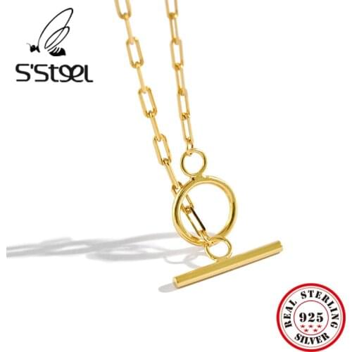 SSTEEL Necklace Sterling 925 Silver For Women Trendy Korean Chain Minimalist Statement Chokers Necklaces Collares Fine Jewelry