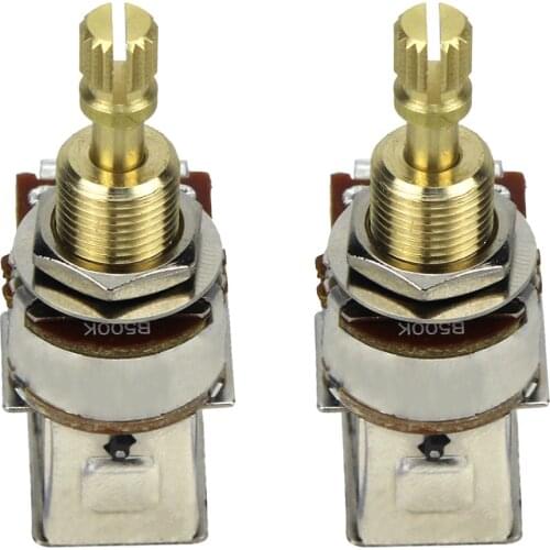 FLEOR 2PCS Linear Taper Guitar Pot B250K Push Push Potentiometer Volume Control with Switch Copper Long Split Shaft