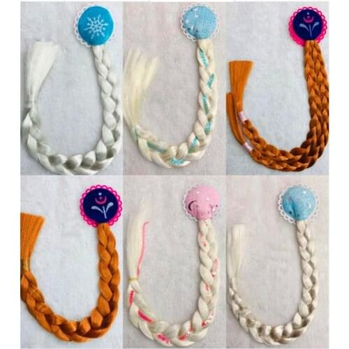 Frozen Elsa Hair Circle Children Long Hair Princess Crown Snow Wig Braid Cosplay Hair Accessories Birthday Party Girl Toy Gift