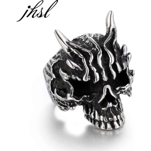JHSL Big Large Men Punk Skull Skeleton Rings Stainless Steel Fashion Jewelry Cocktail Party Gift Size 7 8 9 10 11