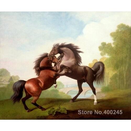 Landscapes Painting by George Stubbs Fighting Stallions Animal arts for bedroom decor oil on Canvas Handmade High quality