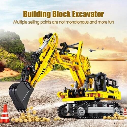 DIY City Engineering Bulldozer Crane technical Car Mixer Truck Excavator Roller Building Blocks bricks Construction Toys Gift