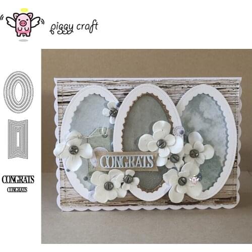 Piggy Craft metal cutting dies cut die mold Letter Oval Banner Frame Scrapbook paper craft knife mould blade punch stencils dies