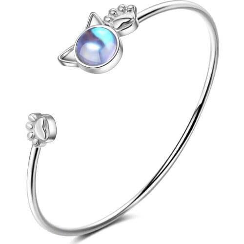 WANGAIYAO sweet kitty cat bracelet cute cat cat paw adjustable artificial moonstone bracelet female