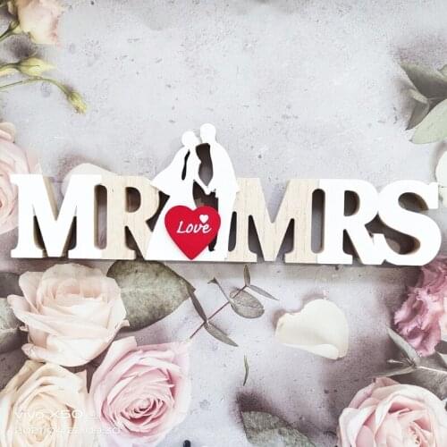 MR MRS Signs Couples Wooden Letter Alphabet Ornaments Wedding Party Decoration