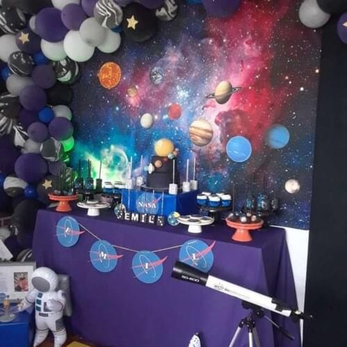 Galaxy Party Decor Disposable Tableware Kits Outer Space Rocket Astronaut Space Themed Kids Birthday Party Decoration Supplies