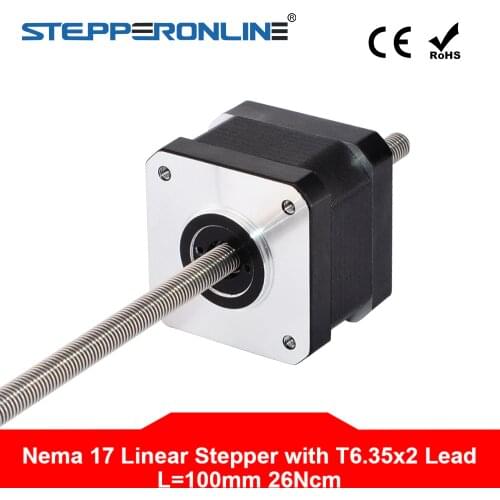 Nema 17 Non-captive Linear Stepper Motor 34mm Stack 0.4A Lead 2mm/0.07874" Lead Screw Length 100mm
