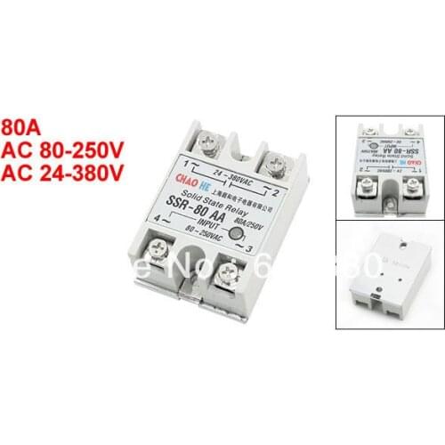 AC to AC Temperature Contoller Single Phase Solid State Relay SSR-80AA 80A 80-250V 24-380V