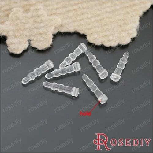 Wholesale 18*4mm Transparent White Plastic Earphone Jack Dust Plug Diy Mobile Phone Accessories 100 pieces(JM5186)