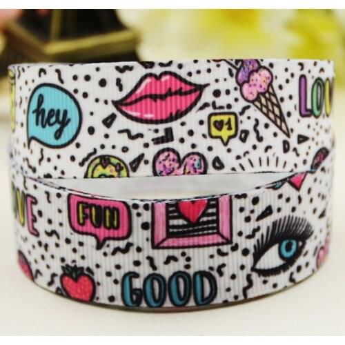 22mm 25mm 38mm 75mm Rainbow Cartoon printed Grosgrain Ribbon party decoration 10 Yards X-03431